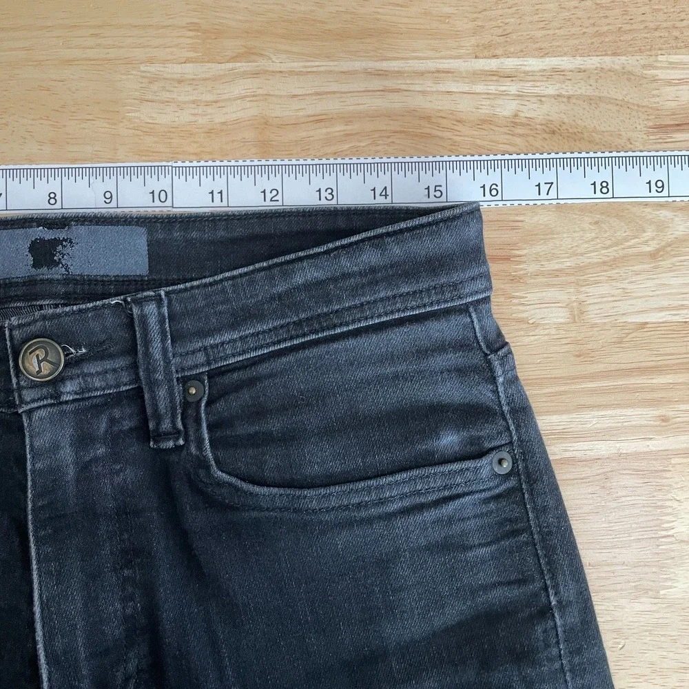 Revtown Taper Jeans Mens 32x32 Black Denim Stretch Cotton Blend Dark Wash‎